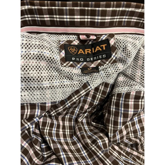 Ariat Pro Series Button Down Shirt Men Size Small Work Causal Plaid Short Sleeve - Picture 4 of 5